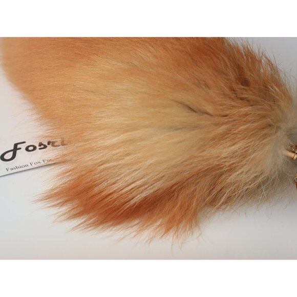 ⚡Golden Real Fox Tail Fur Keychain Clasp Fashion Charm Cosplay Toy Fabric Fur - Picture 4 of 9